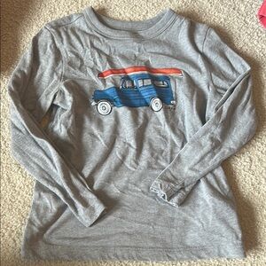 Crewcuts Gray Long Sleeve Tee with Blue and Red Car Design